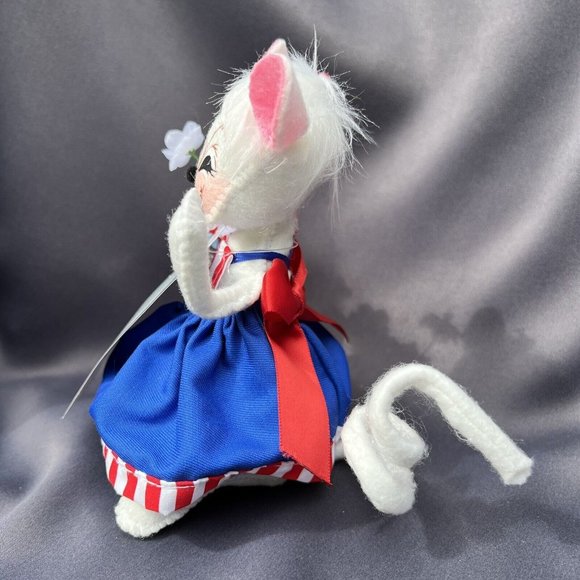 Annalee Dolls Patriotic Girl Mouse USA America July 4th Red White & Blue Flowers - Picture 5 of 12
